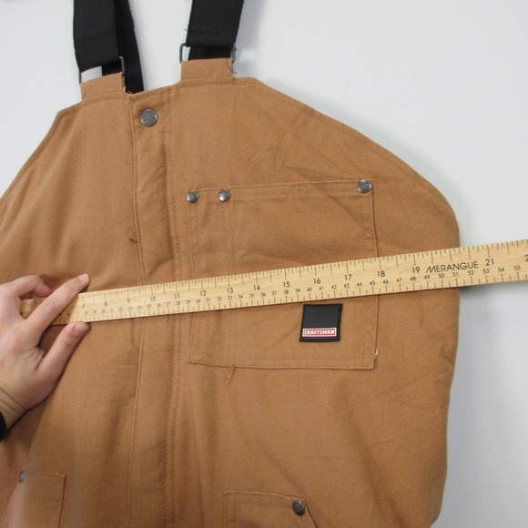Craftsman Insulated Bib Overalls Men L Brown 100% Cotton Lined Work Utility 1580 - Picture 6 of 12